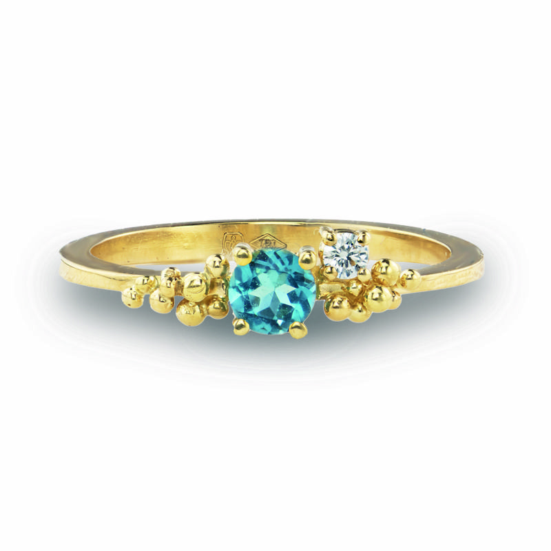 Geelgouden ring met topaas en diamant