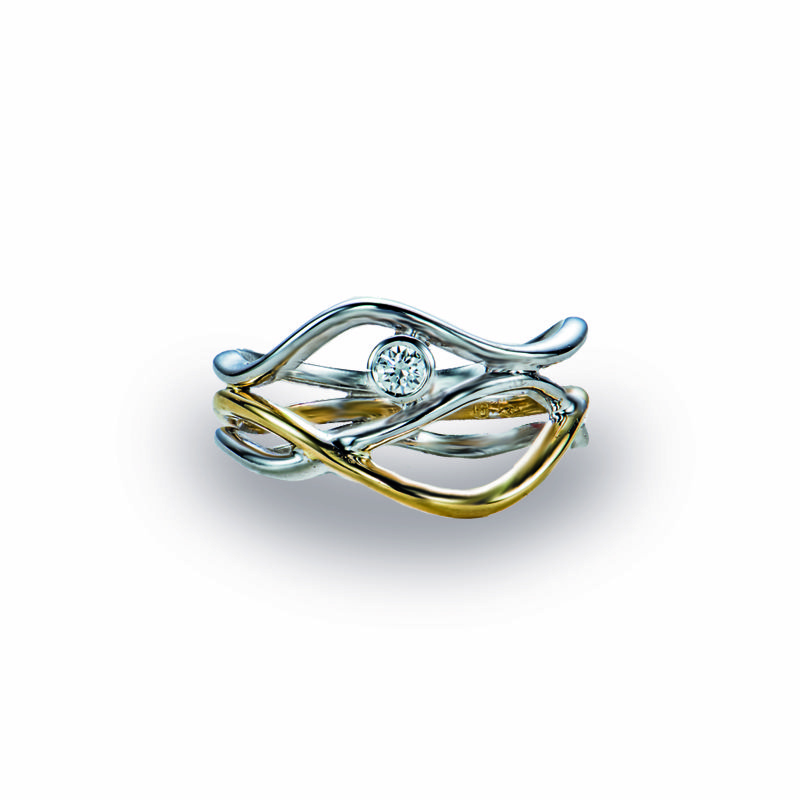 Bicolor ring met diamant