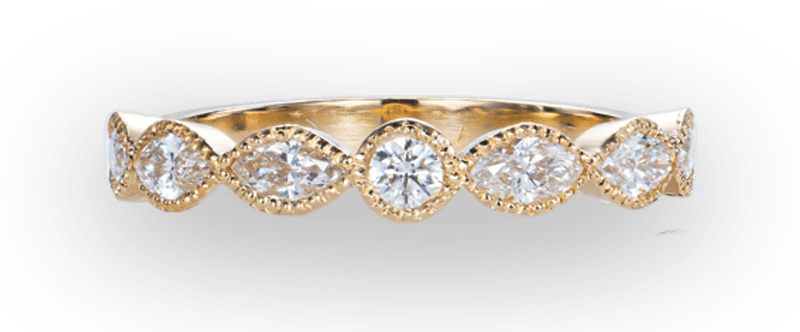 Geelgouden ring in vintage stijl met diamant en markies