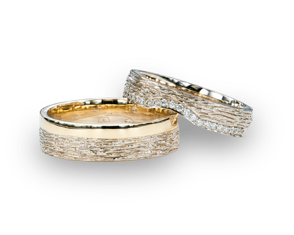 Witgouden trouwringen , naturelle kleur met diamant