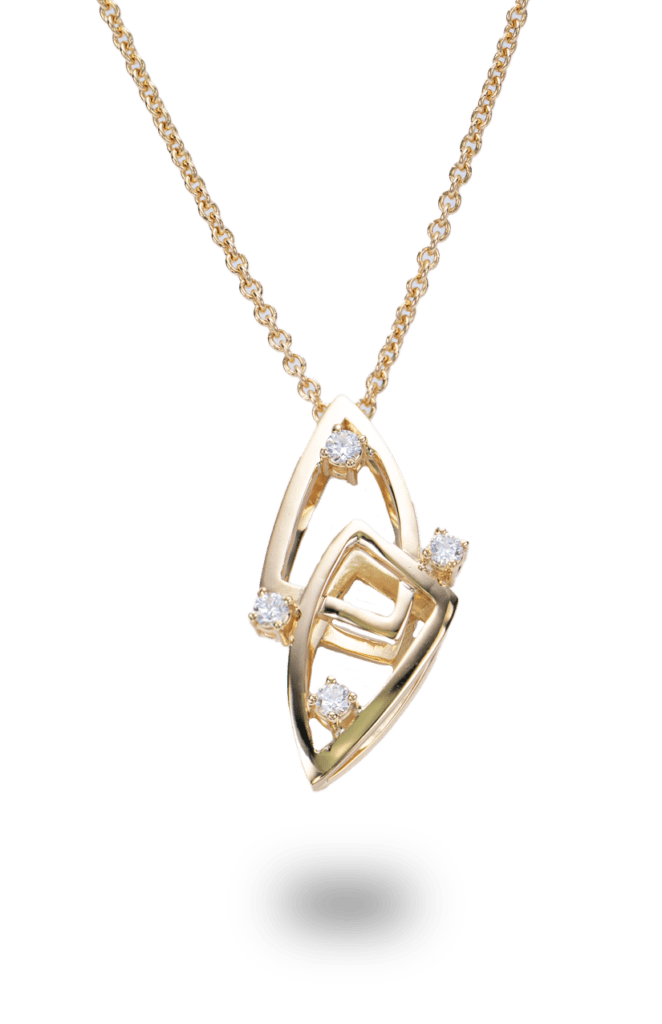 Geelgouden 18kt hanger met natuurlijke diamant