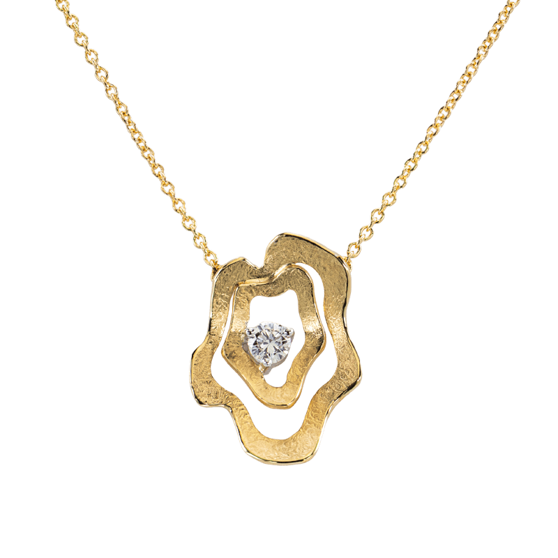 Geelgouden hanger met abstracte vormen