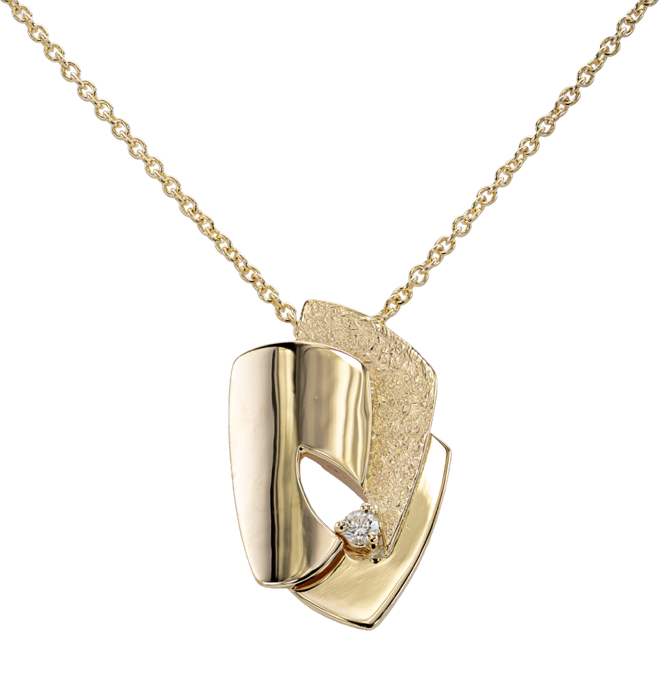 Geelgouden 18 kt hanger met geometrische vormen